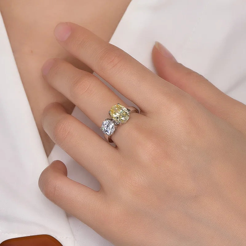 Anillos de diamante White Yellow Zircon CZ Ring Platinum Plating Ring Women Engaged Wedding Diamond Rings Kirin Jewelry