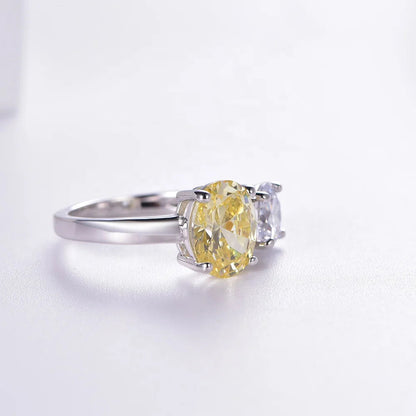 Anillos de diamante White Yellow Zircon CZ Ring Platinum Plating Ring Women Engaged Wedding Diamond Rings Kirin Jewelry