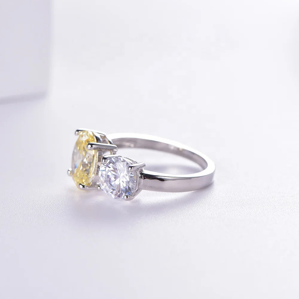 Anillos de diamante White Yellow Zircon CZ Ring Platinum Plating Ring Women Engaged Wedding Diamond Rings Kirin Jewelry