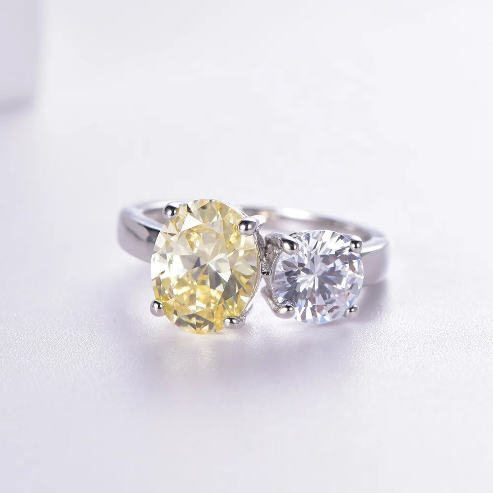 Anillos de diamante White Yellow Zircon CZ Ring Platinum Plating Ring Women Engaged Wedding Diamond Rings Kirin Jewelry