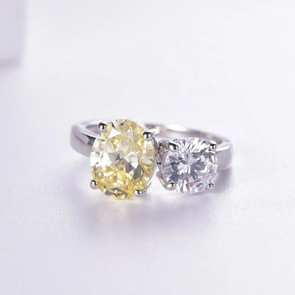 Anillos de diamante White Yellow Zircon CZ Ring Platinum Plating Ring Women Engaged Wedding Diamond Rings Kirin Jewelry