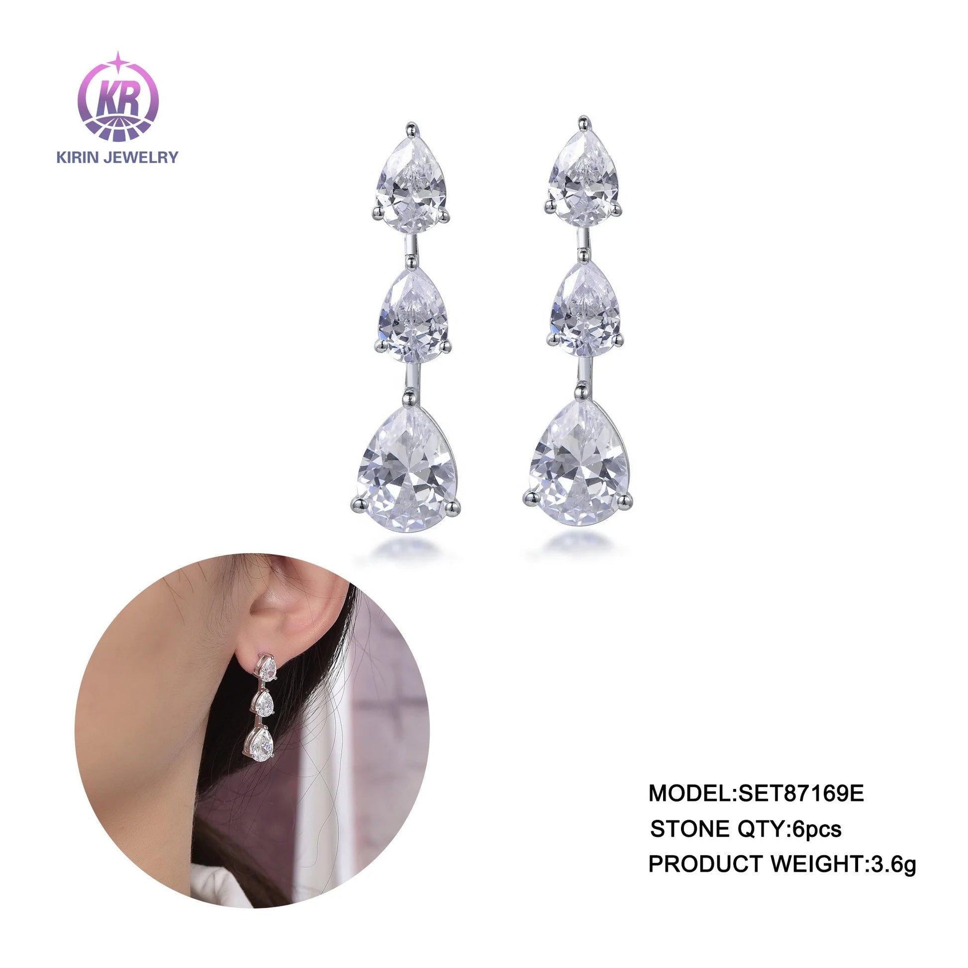 Aretes Sterling Silver Chandelier Earrings Sparkling Long Tassel Rhinestones Dangle Earrings for Women Kirin Jewelry