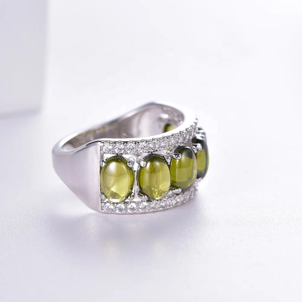 Bling 5a CZ 925 Sterling Silver ring Green Peridot Ring Gemstone Topaz Micro Prong Setting Peridot Rings Kirin Jewelry