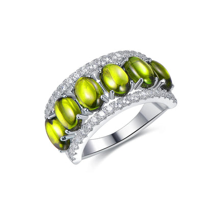 Bling 5a CZ 925 Sterling Silver ring Green Peridot Ring Gemstone Topaz Micro Prong Setting Peridot Rings Kirin Jewelry