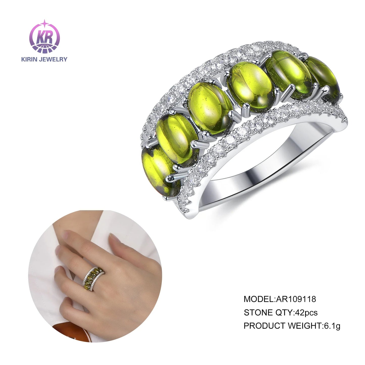 Bling 5a CZ 925 Sterling Silver ring Green Peridot Ring Gemstone Topaz Micro Prong Setting Peridot Rings Kirin Jewelry