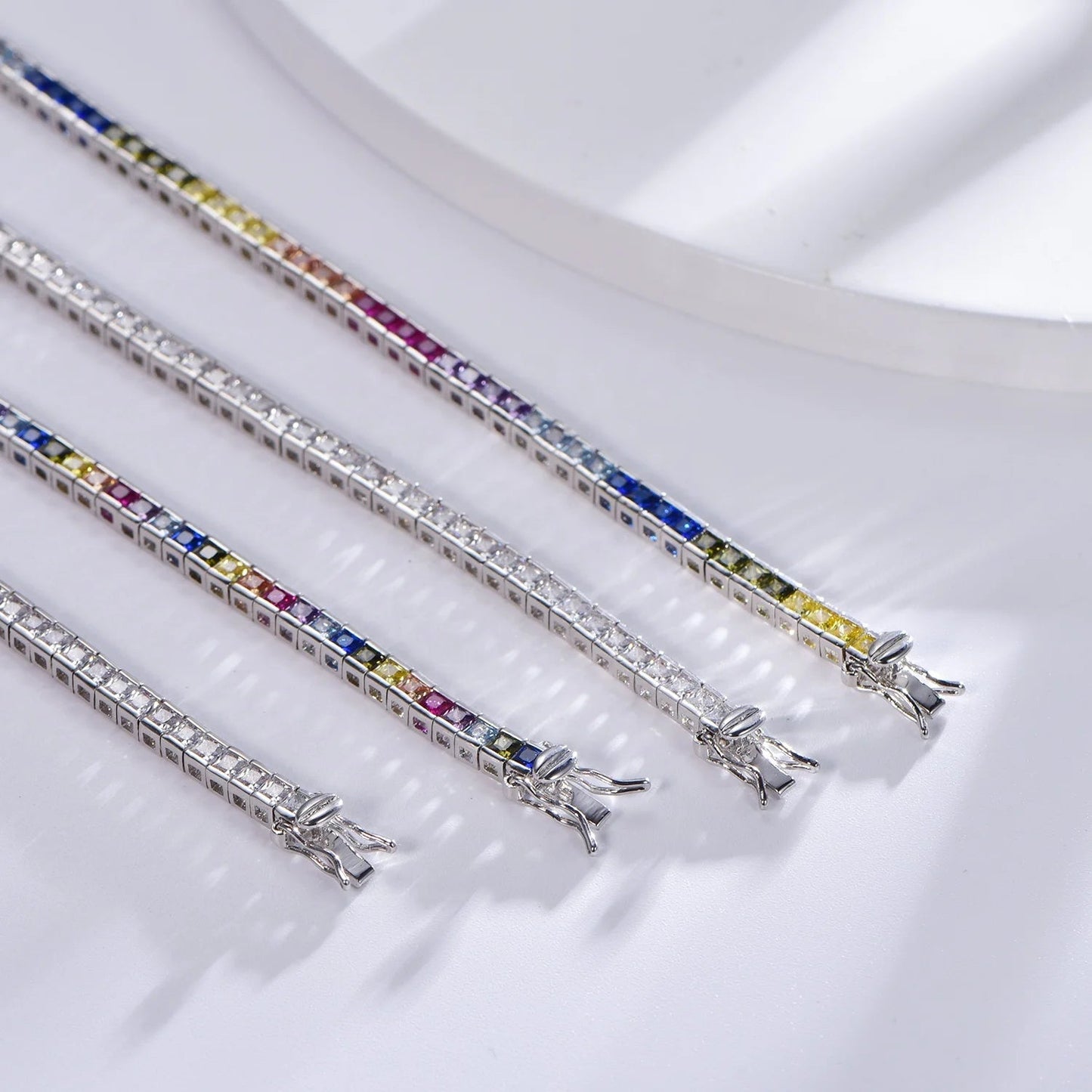 Bracciale rainbow sapphire tennis bracelet 925 silver white gold tennis chain lab diamond tennis bracelet Kirin Jewelry