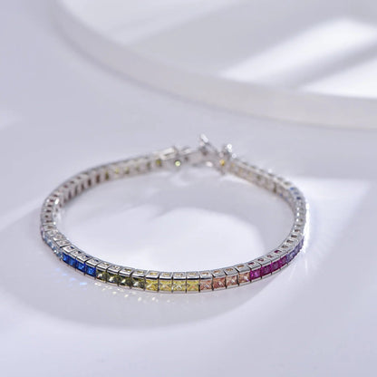 Bracciale rainbow sapphire tennis bracelet 925 silver white gold tennis chain lab diamond tennis bracelet Kirin Jewelry