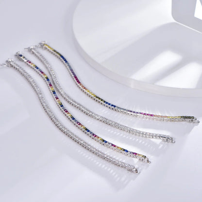 Bracciale rainbow sapphire tennis bracelet 925 silver white gold tennis chain lab diamond tennis bracelet Kirin Jewelry