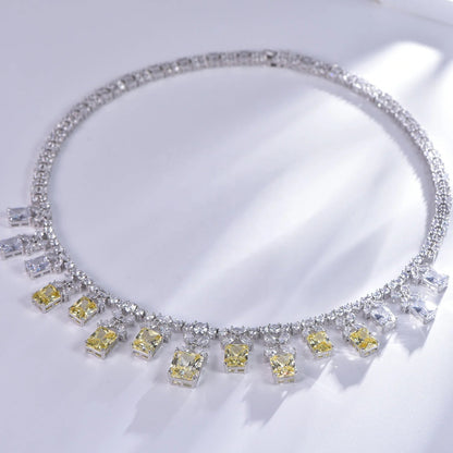 Bride Wedding Party yellow CZ Necklace Bridal Wedding Jewelry Necklace for Women Canary Diamond Necklace Kirin Jewelry