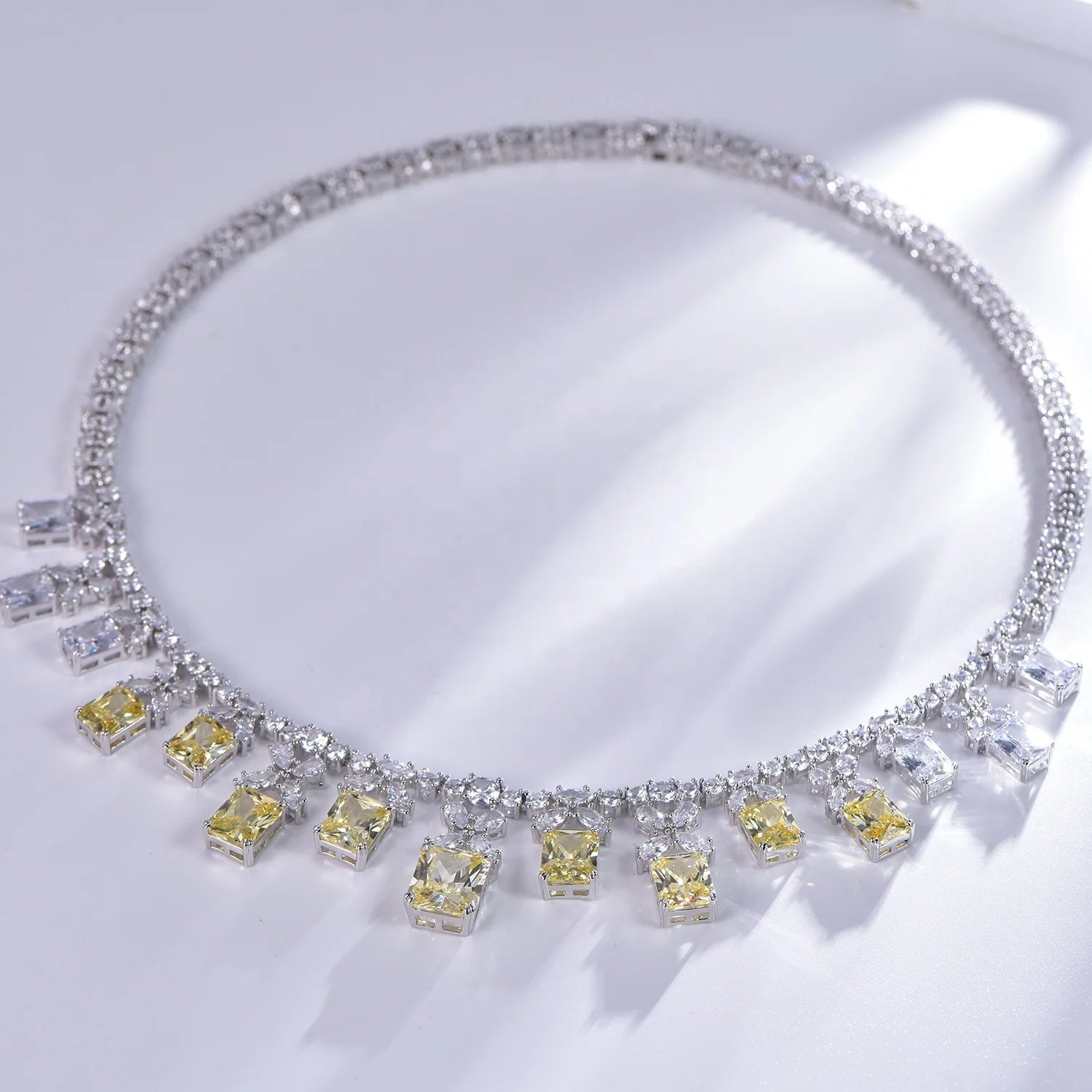 Bride Wedding Party yellow CZ Necklace Bridal Wedding Jewelry Necklace for Women Canary Diamond Necklace Kirin Jewelry