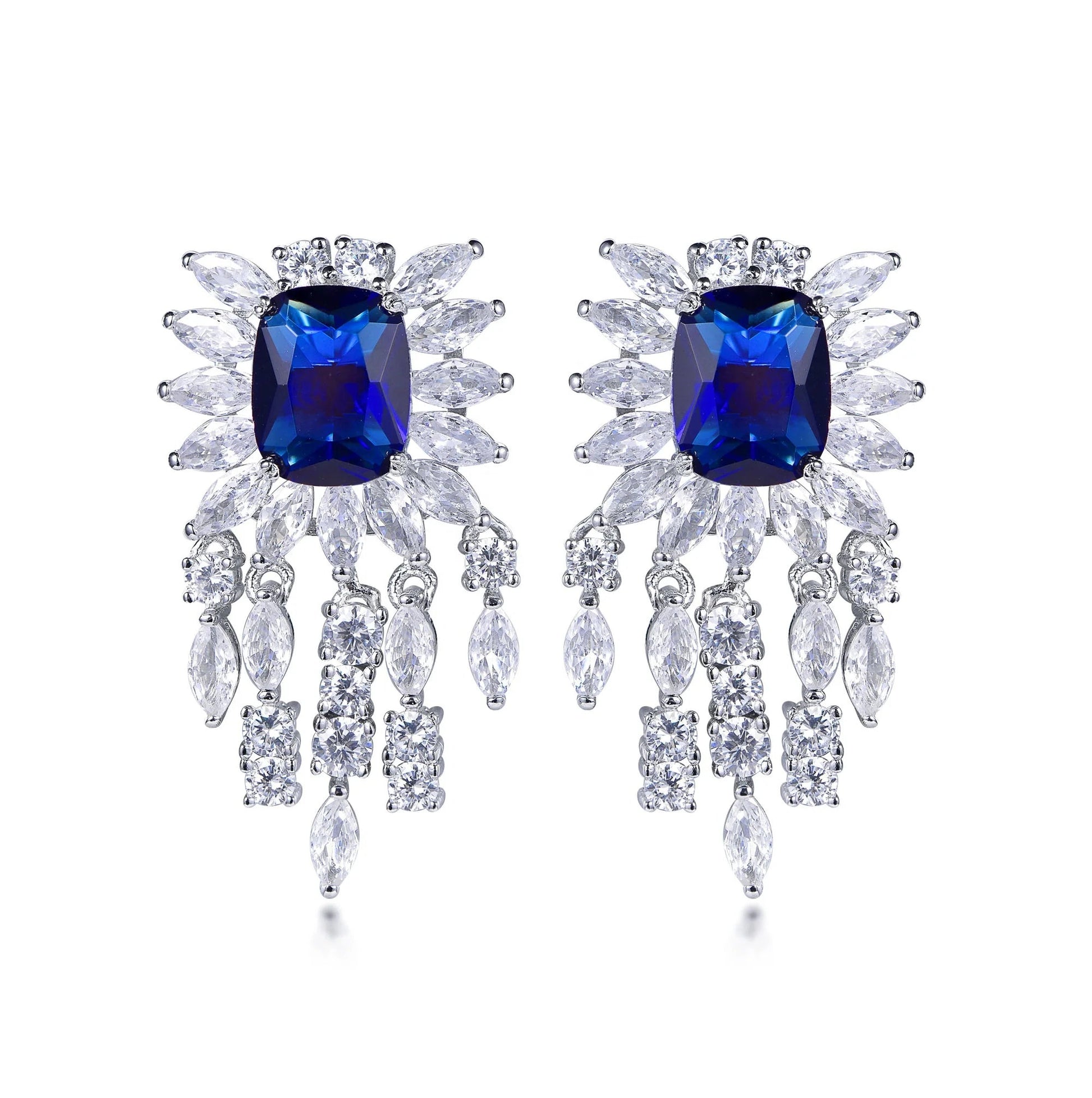 CZ sterling silver earrings 925 chandelier earrings luxury crystal rhinestone drop tassel earrings Kirin Jewelry