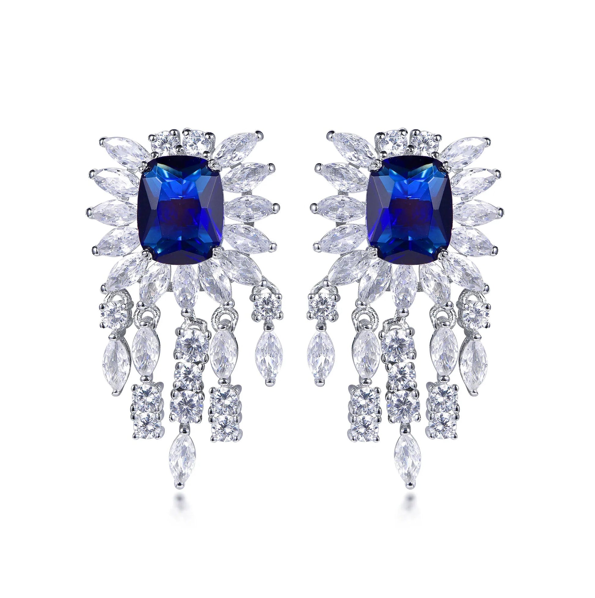 CZ sterling silver earrings 925 chandelier earrings luxury crystal rhinestone drop tassel earrings Kirin Jewelry