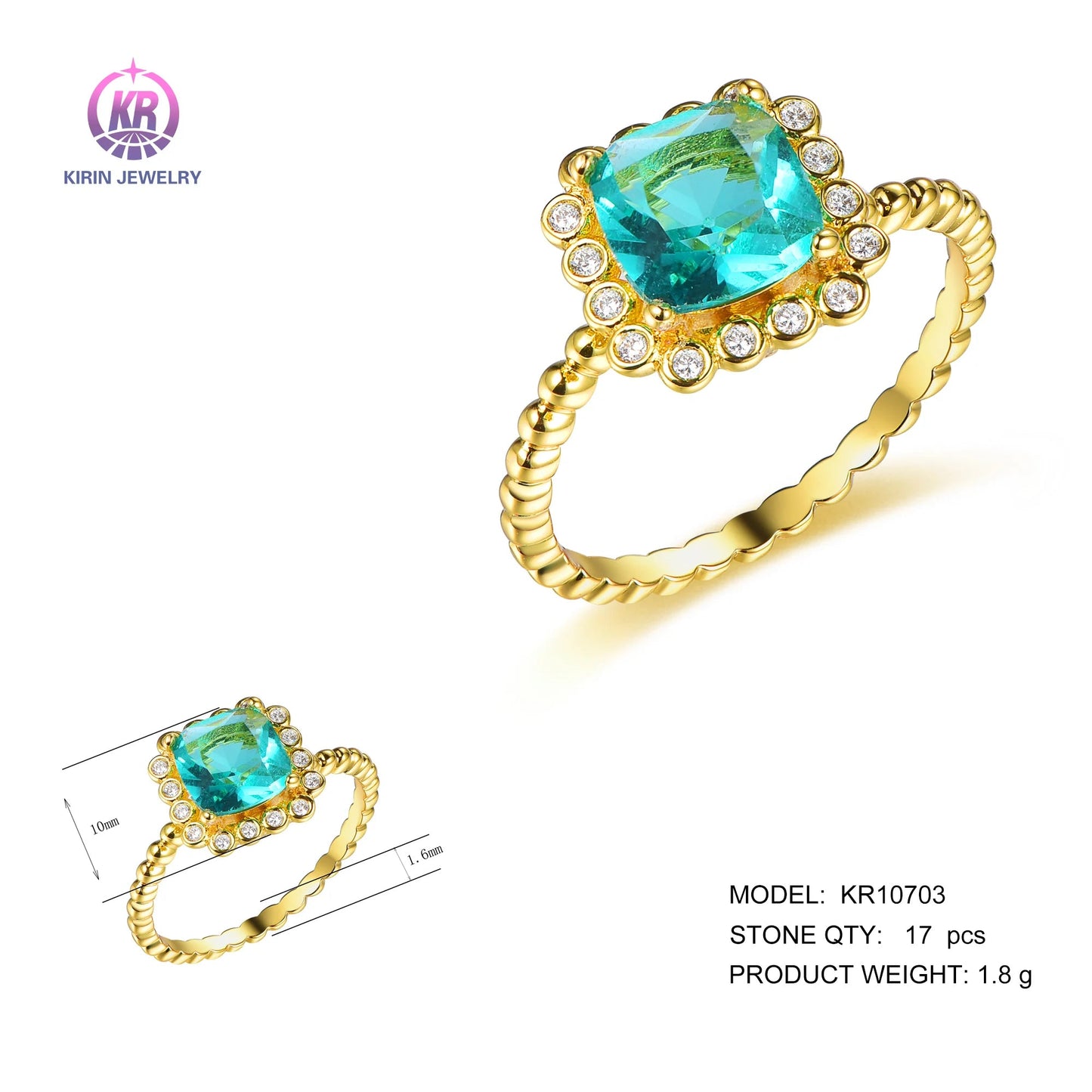 Classic Emerald Rings Women Engagement Ring Rose Gold Zircon Diamond Ring Fashion Gemstone Sapphire Fine Jewelry Kirin Jewelry