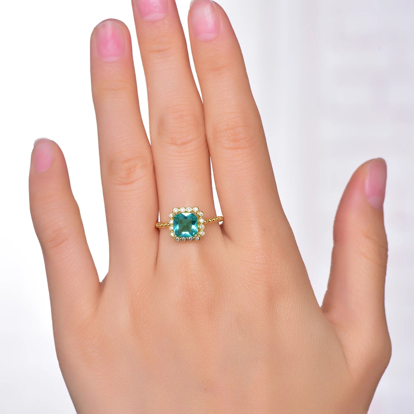 Classic Emerald Rings Women Engagement Ring Rose Gold Zircon Diamond Ring Fashion Gemstone Sapphire Fine Jewelry Kirin Jewelry