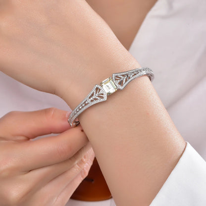 Classic yellow crystal stone special design 925 sterling silver bangle bracelet elegant women bangle Kirin Jewelry