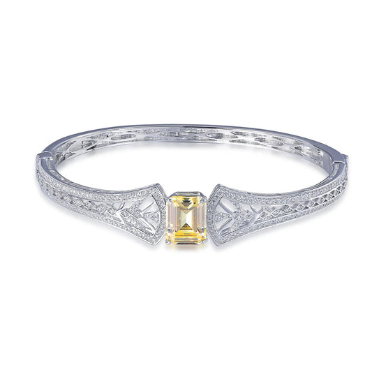 Classic yellow crystal stone special design 925 sterling silver bangle bracelet elegant women bangle Kirin Jewelry