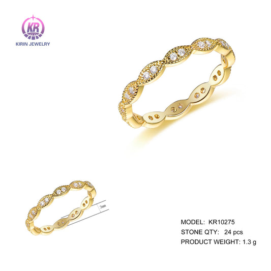 Copper Plated Jewelry Punk Finger Geometric Twisted Wide Band Rings For Women Gifts Customized 3A White Cubic Zirconia Eternity Band 14K 18K Yellow Gold Engagement Ring Kirin Jewelry