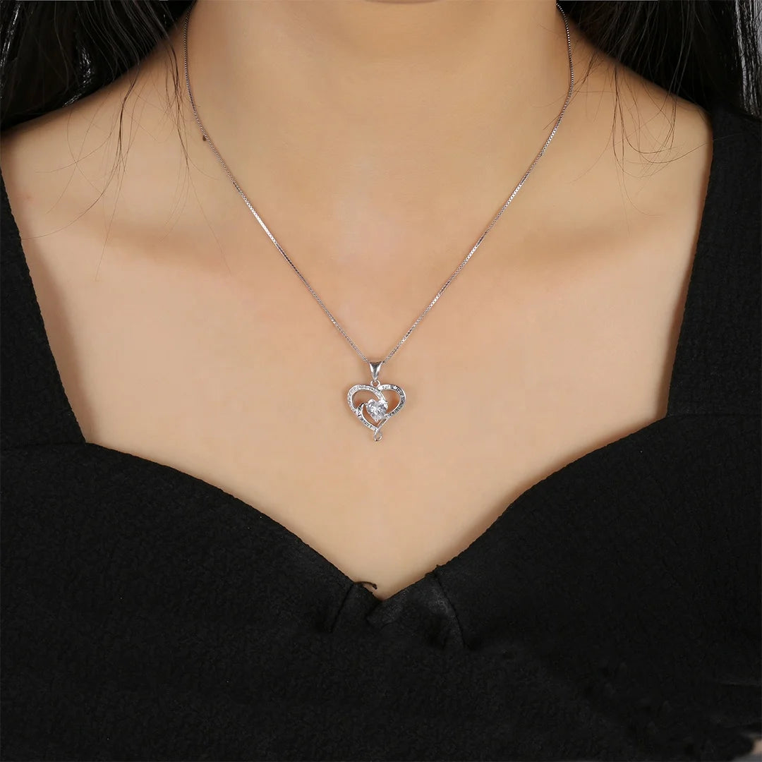 Custom Chain Necklace Pendant Letter 925 Silver Crystal Heart Shape Pendant 5A CZ heart pendant for woman Kirin Jewelry