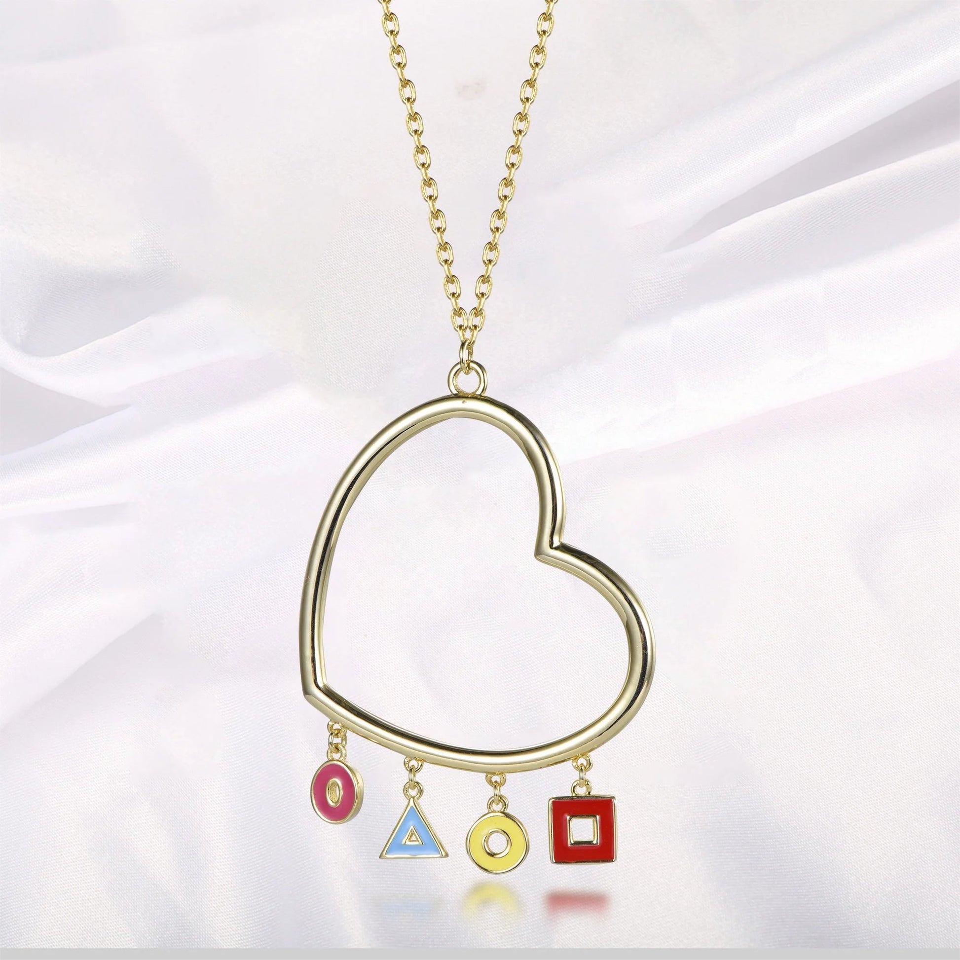 Custom Glossy 18K Gold Necklace Pendant Heart Pendants for Women 925 Sterling Silver Enamel Pendant Kirin Jewelry