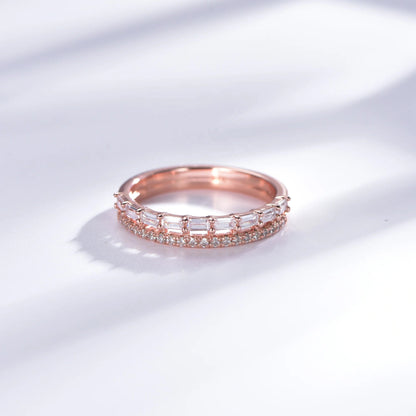 Custom baguette CZ Moissanite Ring 925 silver Rose Gold Plated Rings Jewelry 10k 14k 18k Solid Gold Rings Kirin Jewelry