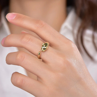 fashion leopard ring animal shaped adjustable thick chunky gold plated rings 