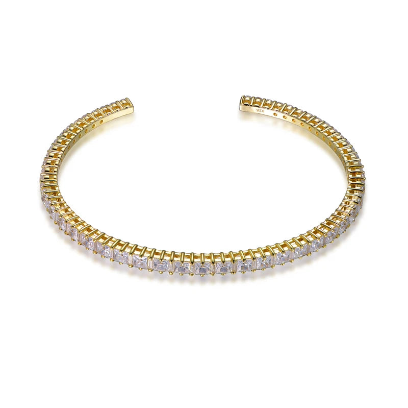 Custom gemstone tennis bracelet gold plated 925 silver material bracelet