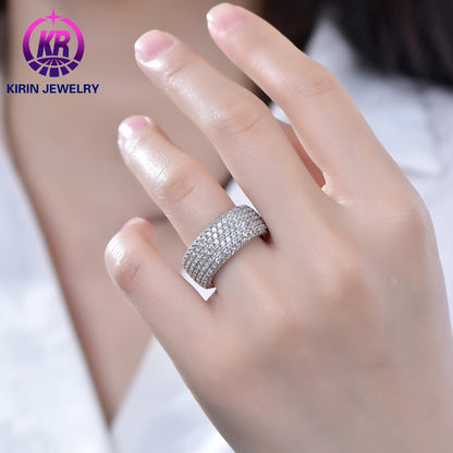 Custom luxury Women 925 Sterling Silver Jewelry Cubic Zirconia Ring All Diamond Engagement Wedding  Ring Kirin Jewelry