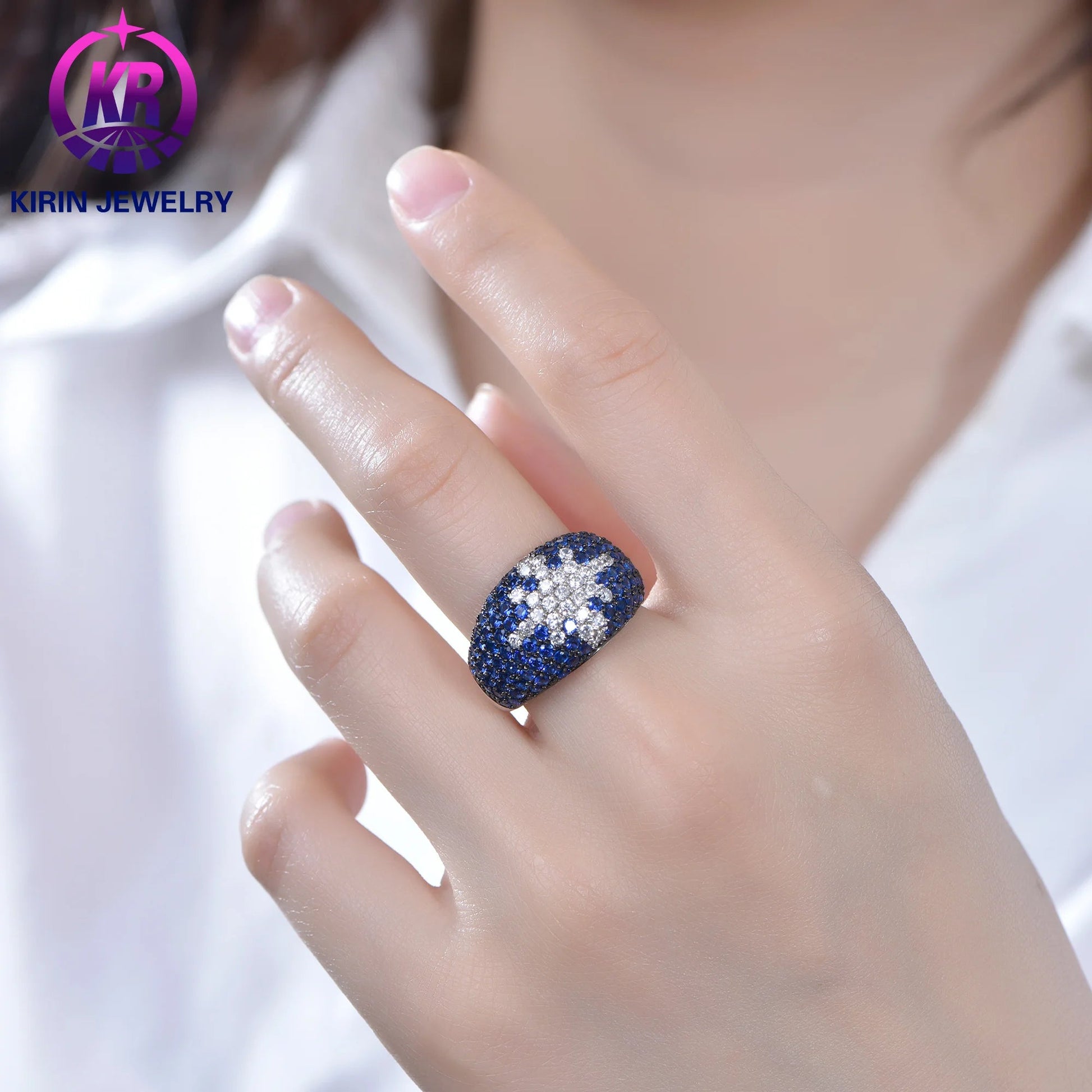 Custom zircon rings Jewelry Fine Jewelry Rings for Women Jewelry Blue Spinel ring silver S925 Sterling Silver Engagement Wedding Ring Kirin Jewelry