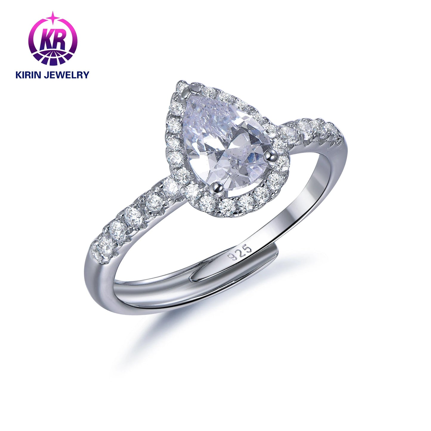 Customize Wholesale Plated Zircon Eternity Women Jewelry 925 Sterling Silver Engagement Wedding Diamond Ring Kirin Jewelry