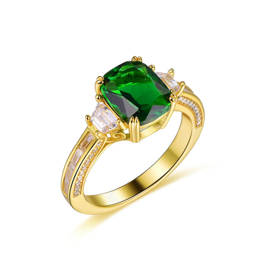 Customized Anniversary Engagement Wedding Green Jade Main Stone Brass 14K & 18K Gold Ring Kirin Jewelry