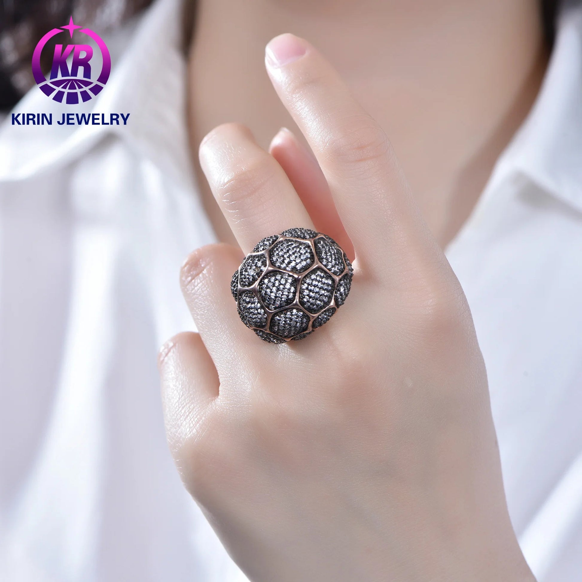 Customized Jewelry exquisite ring 925 Sterling Silver 3A Cubic Zirconia Rose Gold diamond engagement ring for women Kirin Jewelry