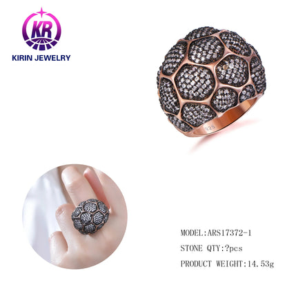 Customized Jewelry exquisite ring 925 Sterling Silver 3A Cubic Zirconia Rose Gold diamond engagement ring for women Kirin Jewelry
