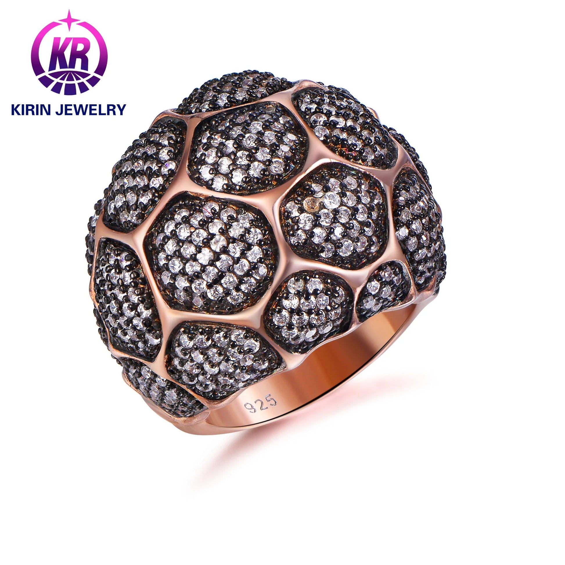 Customized Jewelry exquisite ring 925 Sterling Silver 3A Cubic Zirconia Rose Gold diamond engagement ring for women Kirin Jewelry