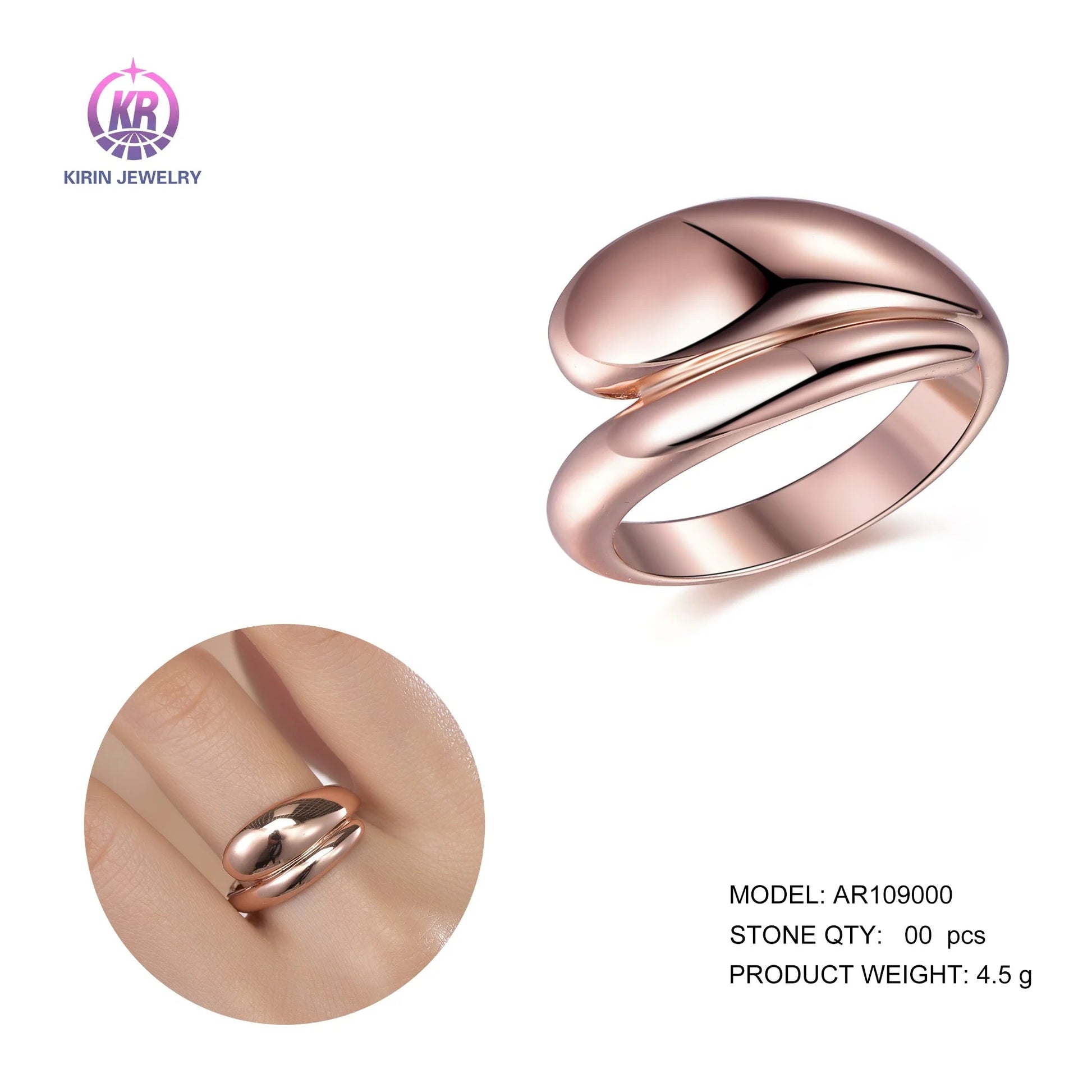 Customized Sterling 925 Silver Ring Women Jewelry Rose Gold Plated Rings without stone chunky fidget ring Kirin Jewelry