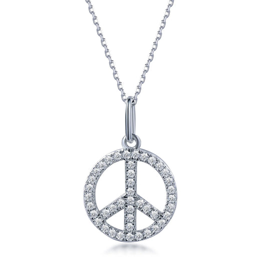 DIAMOND PEACE SIGN PENDANT IN 14K WHITE GOLD 2.10CT Diamond Peace Sign Pendant Necklace in Sterling Silver Kirin Jewelry