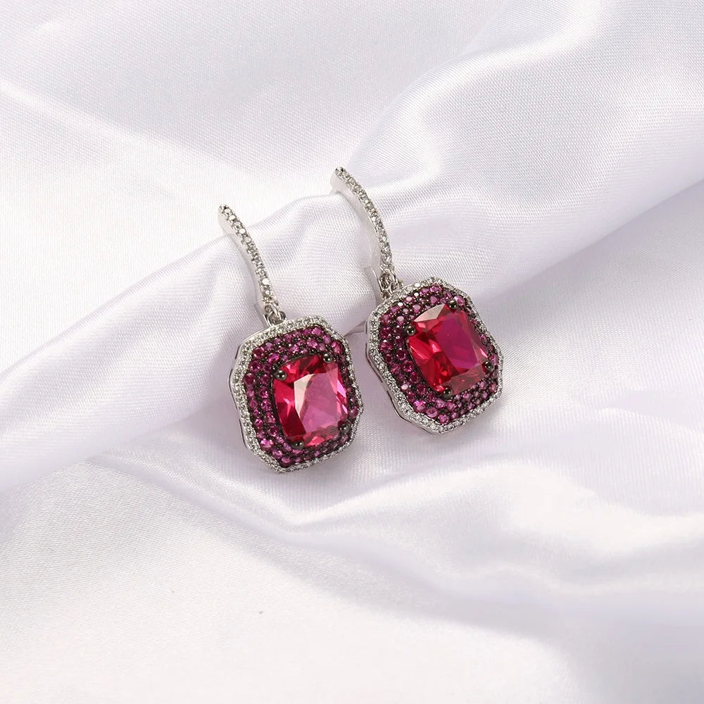 Dangle Charm Chandelier Huggie Earrings manufacturer statement geometric arete crystals Drop Earrings ruby CZ Pendant Earrings Kirin Jewelry