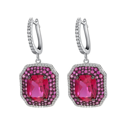 Dangle Charm Chandelier Huggie Earrings manufacturer statement geometric arete crystals Drop Earrings ruby CZ Pendant Earrings Kirin Jewelry