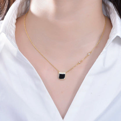 Delicate jewelry square pendant 14K Gold Plated Stainless Steel Crystal Necklace for Gift Kirin Jewelry