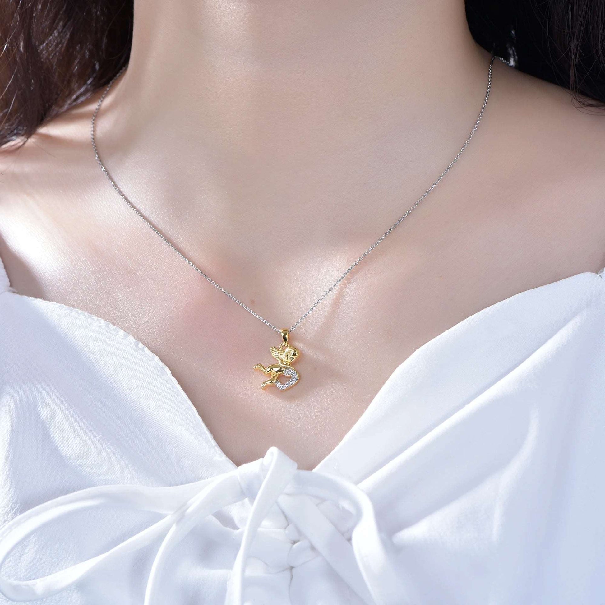 Divine Love 18K Gold Cupid Angel Pendant Necklace - A Heavenly Gift for Baby Girls and Women Kirin Jewelry Kirin Jewelry