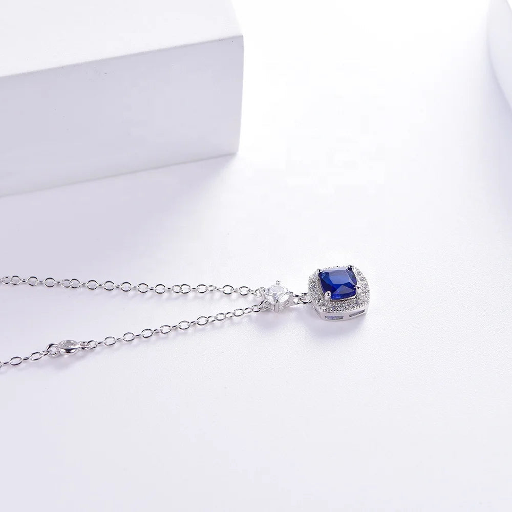 Elegant 925 sterling silver pendant birthday gift Jewelry Sapphire Diamond Necklace Pendant Jewelry Kirin Jewelry