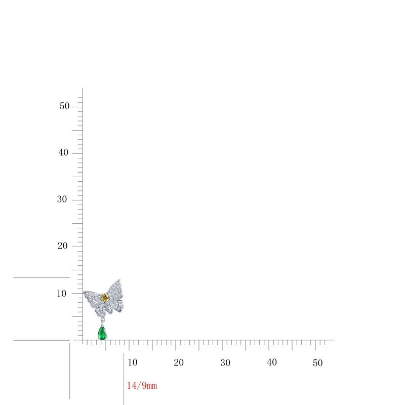 Emerald butterfly earrings animal set zirconia jewelry sparkling dinner party paired with personalized earrings Kirin Jewelry