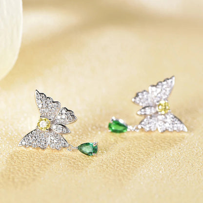 Emerald butterfly earrings animal set zirconia jewelry sparkling dinner party paired with personalized earrings Kirin Jewelry