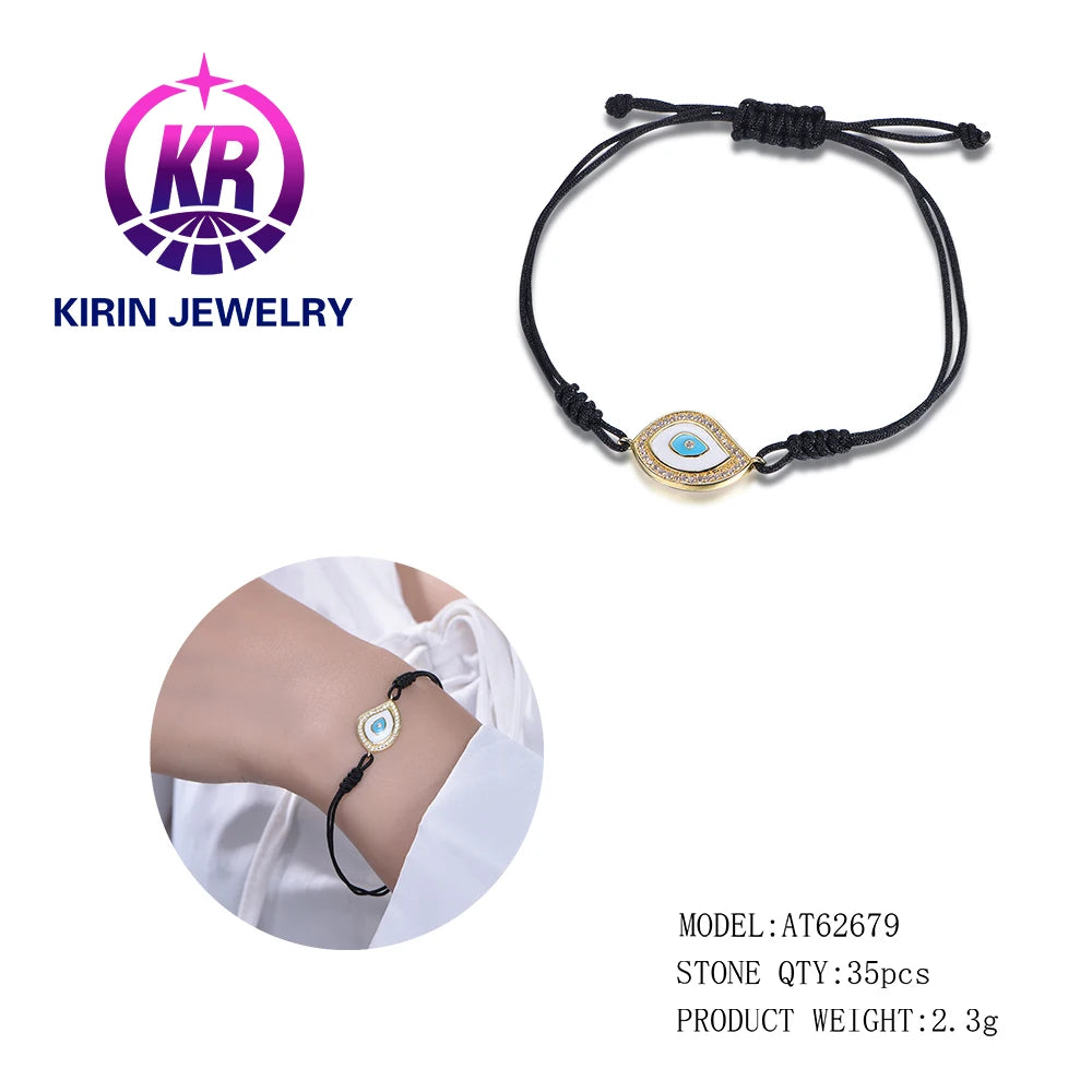 Evil Eye Bracelet Hands Jewelry Trendy Men Bracelet Adjustable Braided Rope Charm Bracelet Women Kirin Jewelry