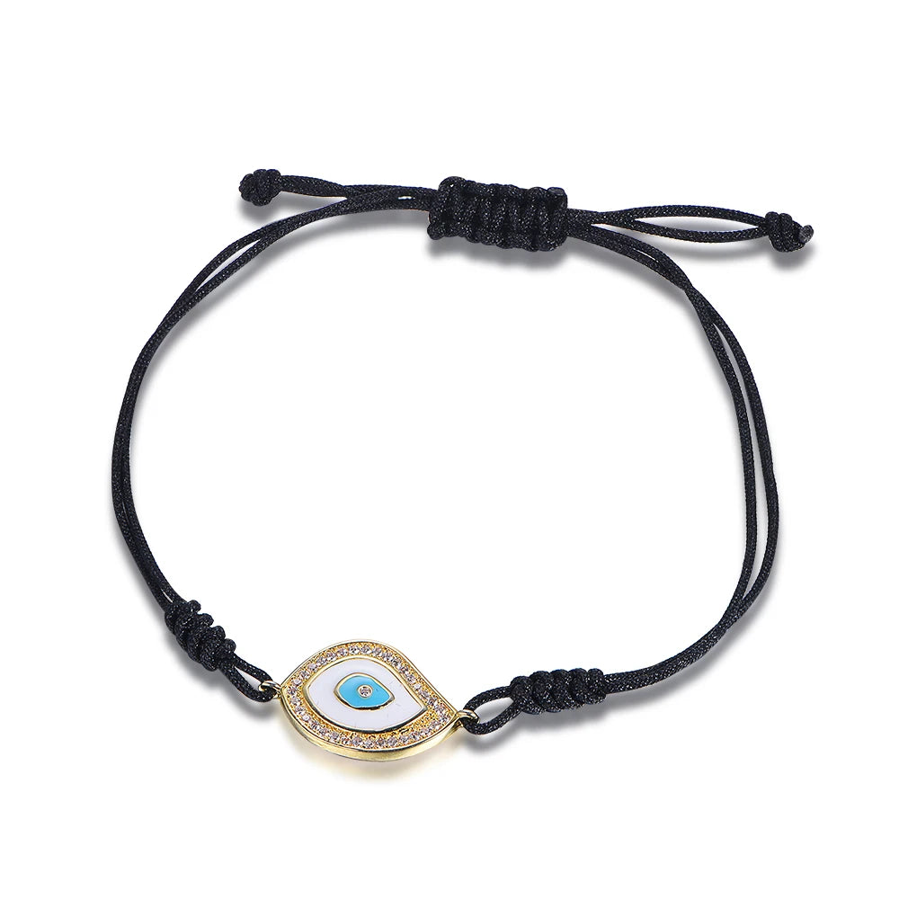 Evil Eye Bracelet Hands Jewelry Trendy Men Bracelet Adjustable Braided Rope Charm Bracelet Women Kirin Jewelry