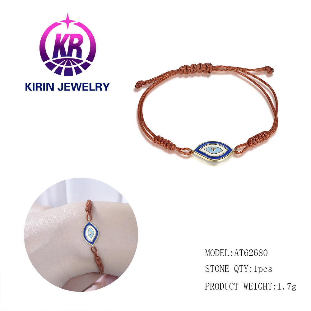 Evil Eye Bracelet Hands Jewelry Trendy Men Bracelet Adjustable Braided Rope Charm Bracelet Women Kirin Jewelry