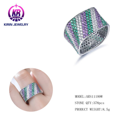 Factory Custom Luxury Hiphop Green Nano Jewelry 925 Sterling Silver Diamond Hip Hop Silver Ring Men Kirin Jewelry