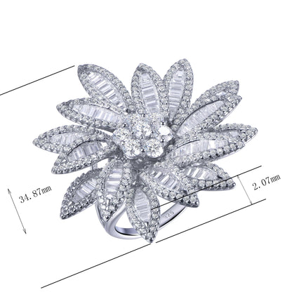 Factory Wholesale 925 Sterling Silver Ring Glitter Flower Invisible Zircon Ring Engagement Rings for Women Kirin Jewelry