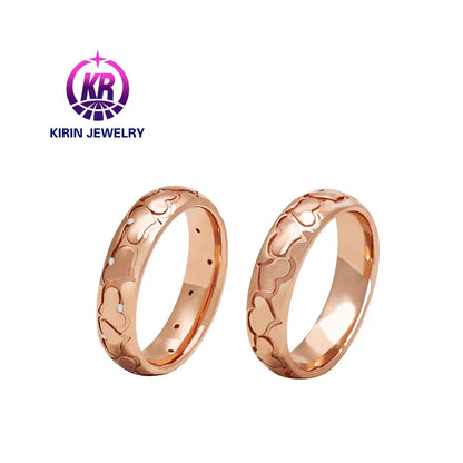 new fine rose gold rings designs 925 sterling silver wedding band heart Stackable for couples