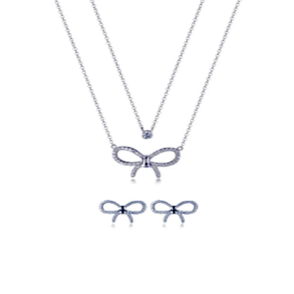 Fashion 925 sterling silver bow-knot necklace and earrings jewelry set for women Kirin Jewelry