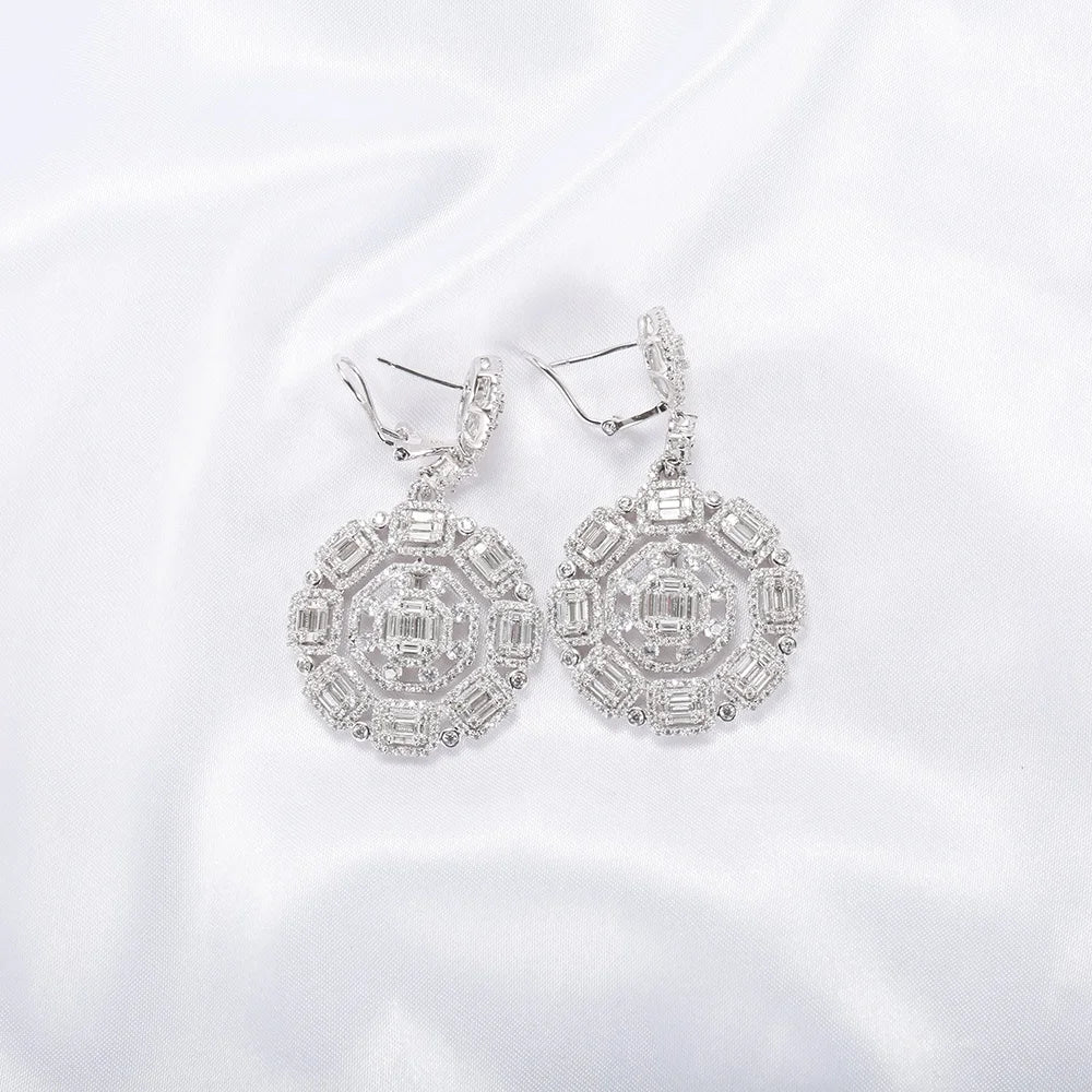 Fashion Accessories Dubai Bridal Earrings for ladies fashion jewelry ladies 925 silver earrings AAAAA Cubic Zirconia Earrings for women 925 Sterling Silver Earrings Kirin Jewelry